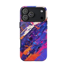 Phone Ink - Case for iPhone/Galaxy/Pixel - Fractured Glitch Blue Purple