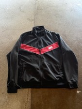Nike Track Jacket Black with Red Stripe Zip-Up Design