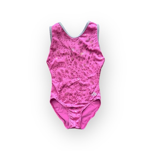 Alpha Factor Aerials Pink Leopard Print Child Large CL Gymnastics Leotard Cute - Picture 2 of 6