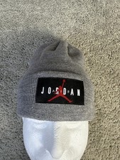 Jordan Beanie Teens One Size Gray Acrylic Knit Jumpman Patch Winter Lightweight
