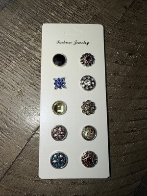 Set Of Petite Earrings 10 Snaps 12mm Gingersnaps Charm Ginger Snap Button Lot