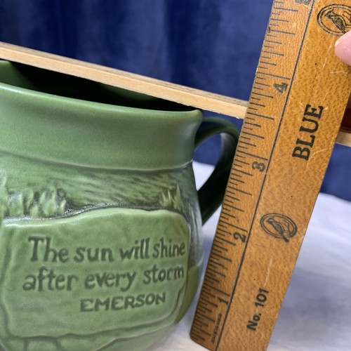 Grove Park Inn Rookwood Keramik Becher Set grün 2013 Emerson Zitat - Bild 8 von 9