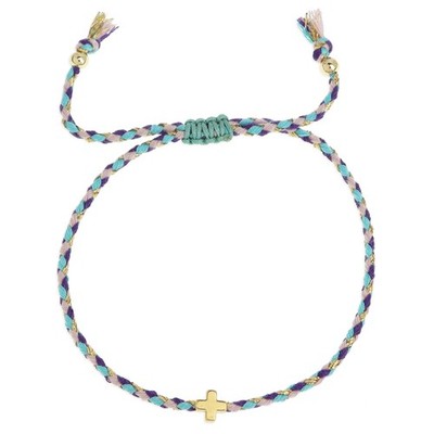Gold Cross Turquoise Woven Wrap Bracelets for Women, Dainty Cute Boho Handm - 01