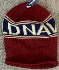 Old Navy Beanie Adult Large/XL Burgundy with Navy Beige NWT S2750