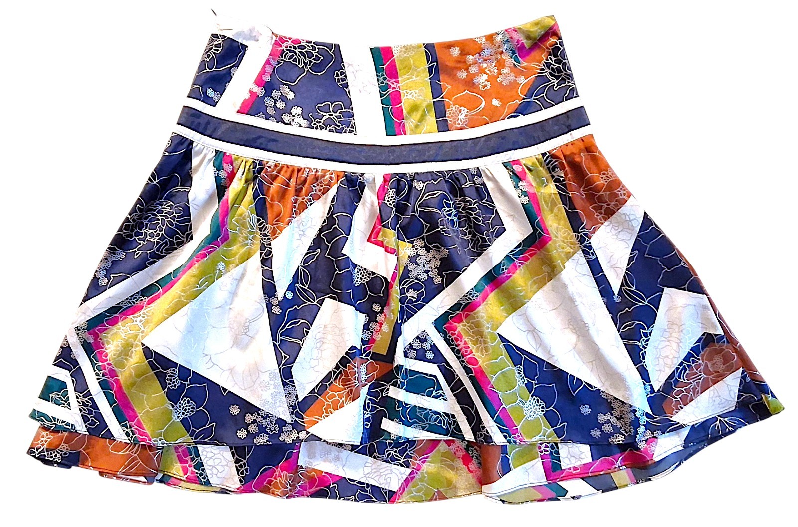 Vintage Floral Patchwork Pleated Layer Skirt Sati… - image 16