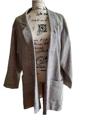 Doncaster Ladies Open Front Medium 3/4 Sleeves 100 Silk Jacket Tweed 2 Pockets