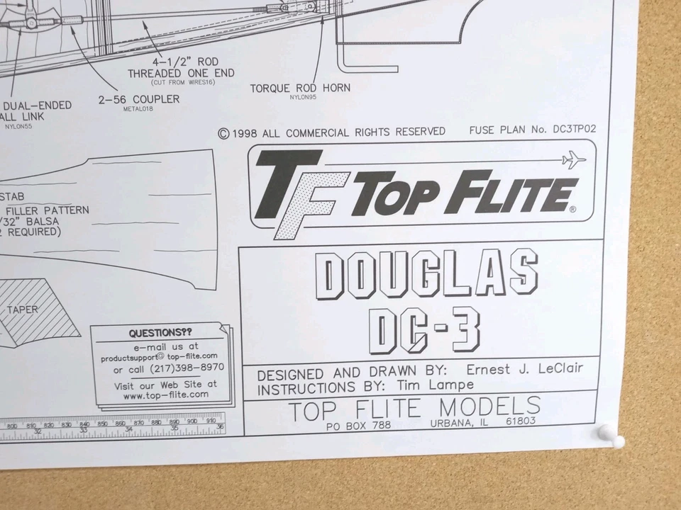 Top Flite Douglas DC-3 82,5" Spannweite Gold Ed RC Flugzeug Pläne/Handbuch/Aufkleber - Bild 3 von 4