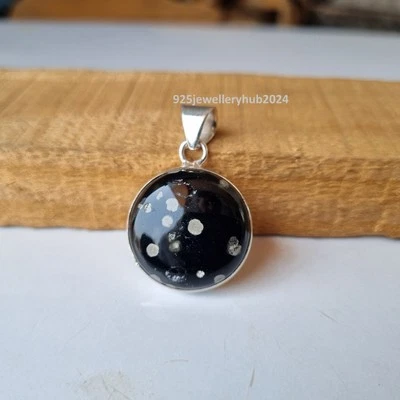 Snowflake Obsidian Sphere Gemstone Pendant 925 Sterling Silver Pendant PG5999 - Image 1 of 4
