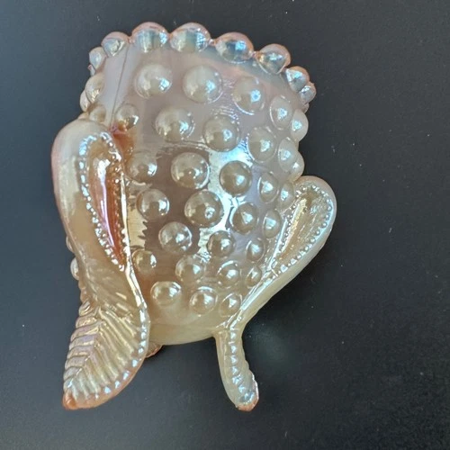 Very Rare Fenton Peach Cranival Glass Hobnail Toothpick with Beaded rim