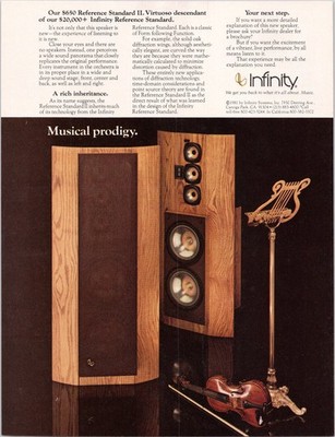 1981 Infinity Reference Standard II Vintage Print Ad Oak Speaker Music