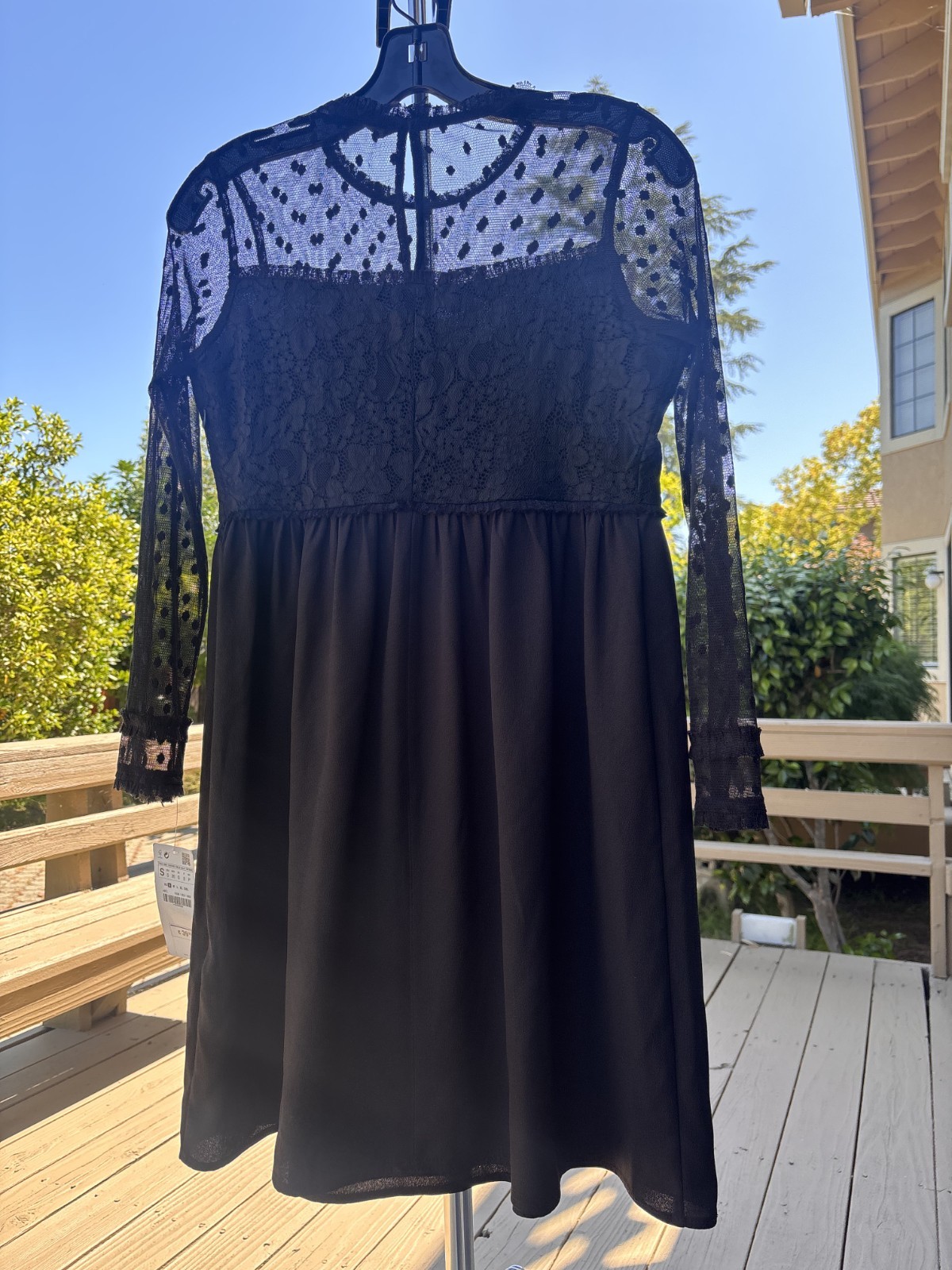 zara basic collection black sheer mesh laced dress small image 5