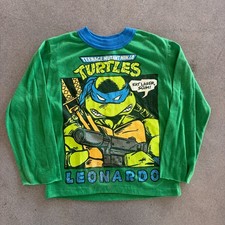 Vintage 90s Teenage Mutant Ninja Turtles Leonardo Pajama Shirt Size 12 Wormser