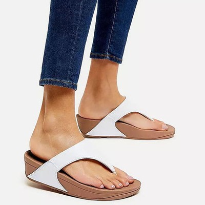 FitFlop Lulu Leather Womens Ladies White Toe Post Flip Flop Sandals Size 4-8  | eBay UK
