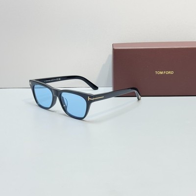 Tom Ford TF1362 Square Sunglasses Black Frame Blue Lens Unisex New w/ Box