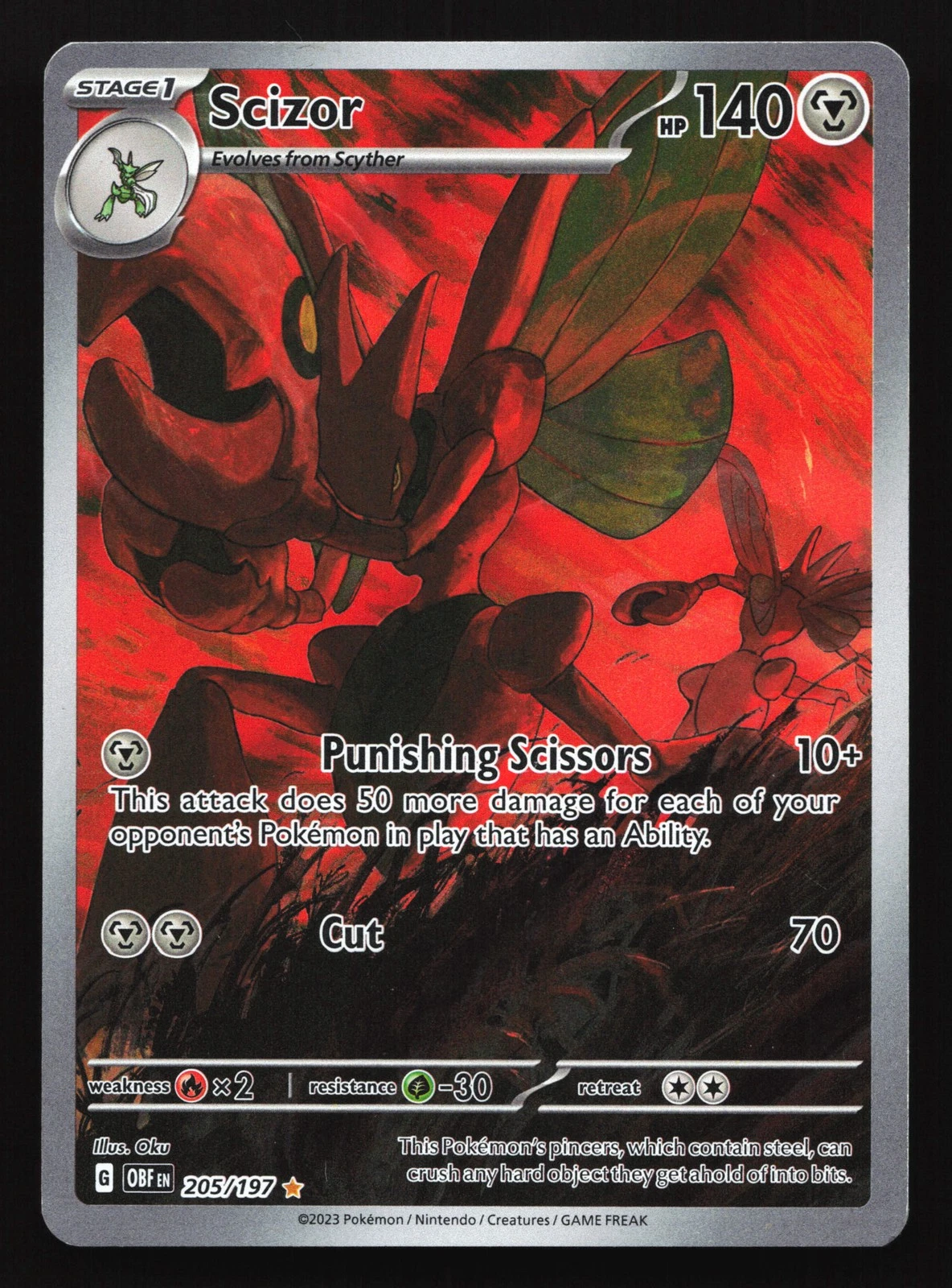 Scizor 205/197 SV03: Obsidian Flames Illustration Rare Pokemon Card