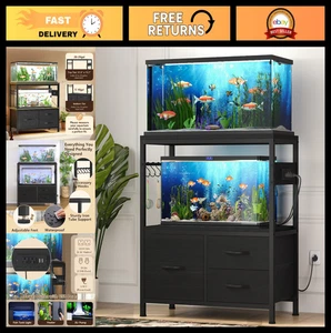 Heavy Duty Metal Fish Tank Stand for 20-29 Gallon Aquariums, Drawer & Power Outl