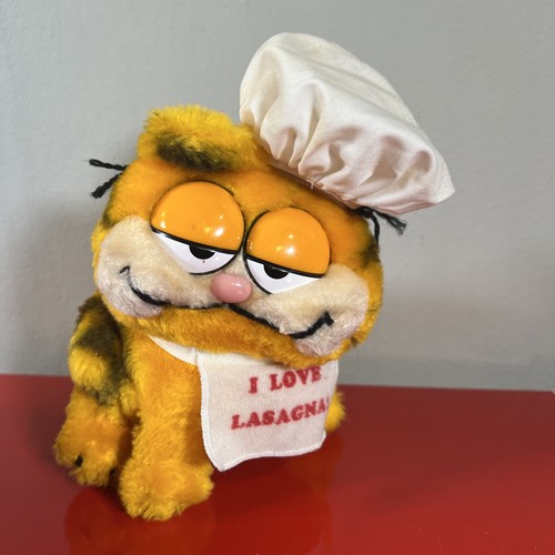 Vintage Garfield Plüsch 1978 1981 Dakin I Love Lasagna! Latz Kochmütze 7 Zoll