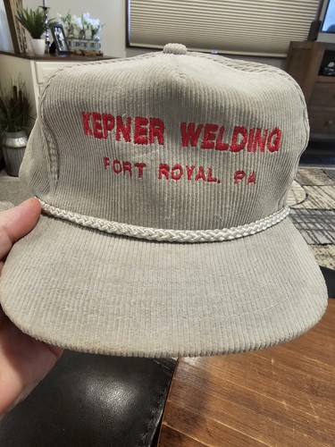 Vintage Corduroy Hat Cap Snapback Rope Kepner Welding Pennsylvania (+)