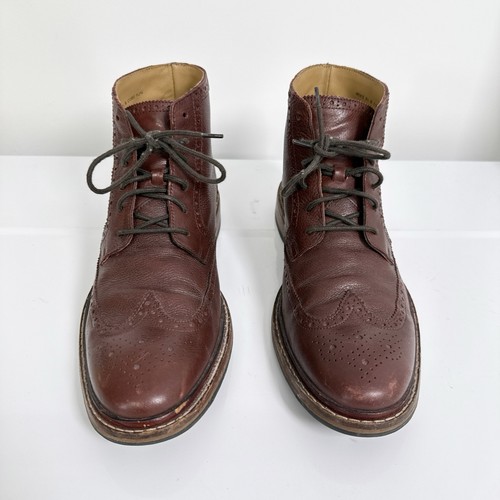 Cole Haan Boots Mens Size 9.5 William Wingtip Oxford Chukka Brown Leather Casual - Picture 4 of 10