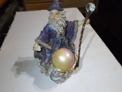 Dragon Wizard Sculpture with hidden Crystal Ball and staff w/crystal ball 7''