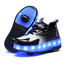 Unisex Roller Shoes Sparkling Wheels Shoes Girls Light up Roller Skates Sneak...
