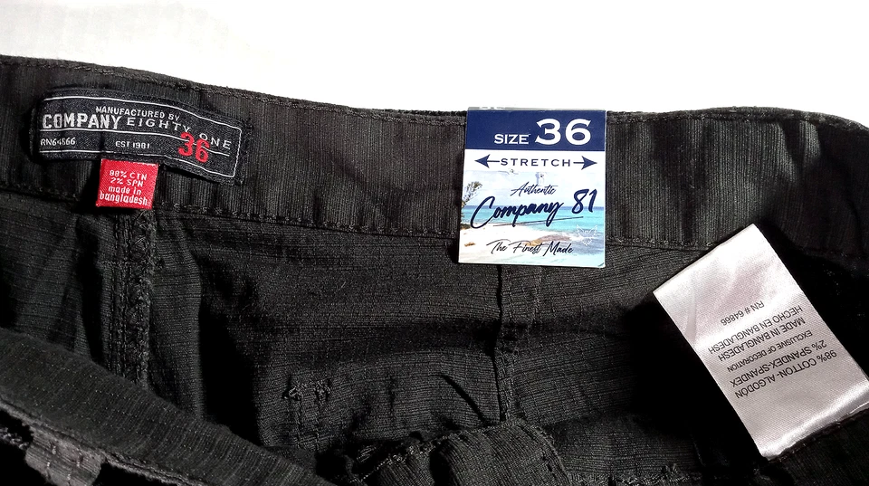 Pantalones cortos cargo Company 81 para hombre talla 36 elásticos 98 % algodón asfalto con bolsillos nuevos Foto 3 de 4