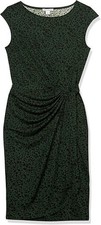 Amazon Essentials Cap Sleeve Boat Neck Faux Wrap Slim Jersey Dress - Green - L
