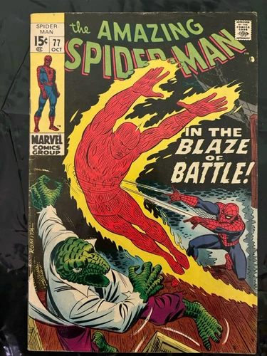 The Amazing Spider-Man #77  4.0. VG.     SLICE ON BACK COVER.  October 1969)
