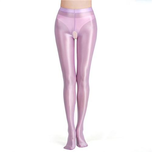 Damen Wetlook Glänzend Ouvert Strumpfhose Dessous Schritt offen Glanzstrumpfhose - Bild 17 von 23