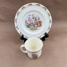 Royal Doulton England ABC Blocks Pattern Bunnykins Plate and Mug