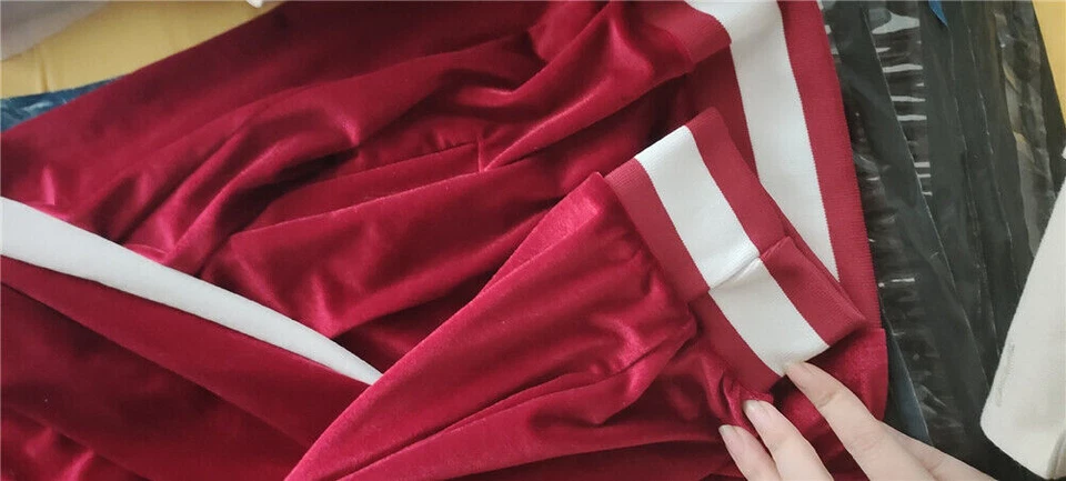 Conjunto de 2 piezas de chándal de terciopelo informal pantalón suéter sudadera deportiva para hombre Foto 3 de 4