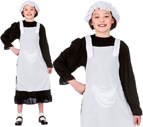 Disfraz Elegante De Niña Pobre Victoriana Para Niños Con Conjunto Blk/Wht