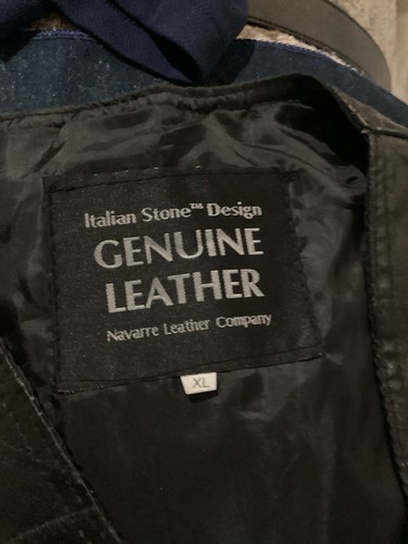 Italian Stone Design Vest XL Black Navarre Leather Co Genuine Leather - Picture 3 of 3