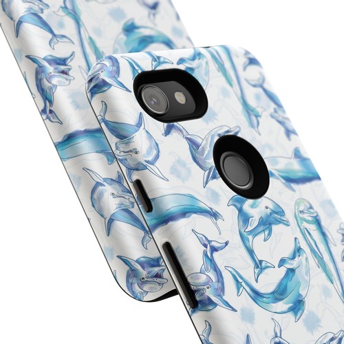 Dolphin Splash Phone Case - Soft Blue Watercolor Style Art - Wrap Print - Picture 115 of 177
