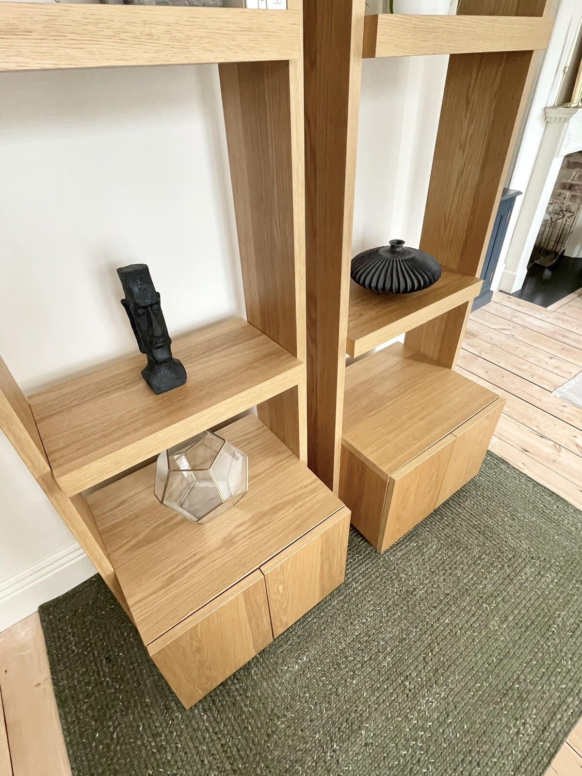 NARROW BOOKCASE UNITS Pair Vintage Habitat Solid Oak & Veneers Alcove Storage eBay