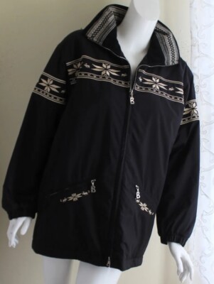 Bogner Sz 6 S M Black Moose Snowflake Ski Coat Jacket *Mint Condition