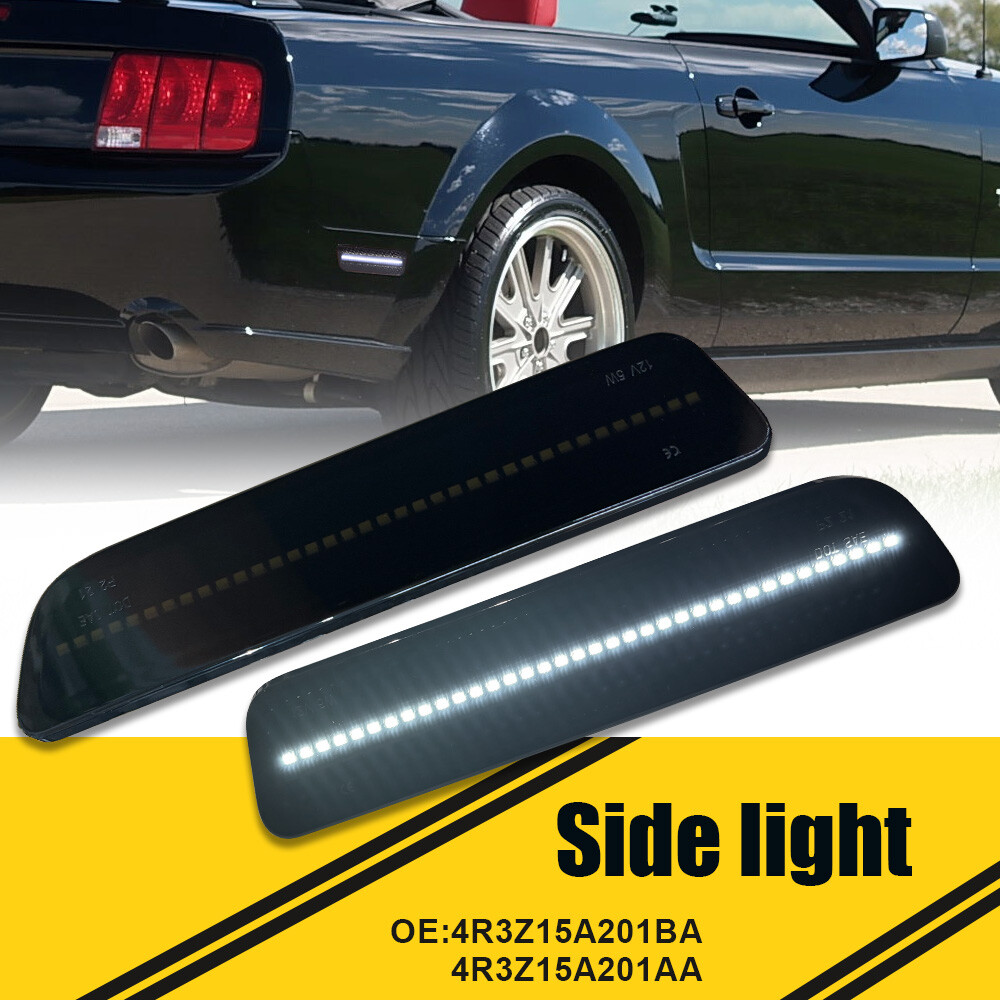 2005-2009 Ford Mustang Smoked Rear White LED Side Markers