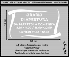 adesivo orario apertura per vetrina negozi bar ristoranti altro personalizzati 