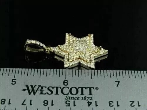 2Ct Round Cut Moissanite Star Of David Pendant 14K Yellow Gold Plated 18" Chain - Bild 5 von 15