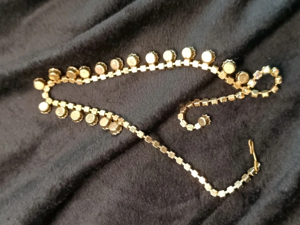 Collar Vintage Cristal Aurora Boreal Tono Dorado Retro Años 40 Cierre Gancho Foto 4 de 4