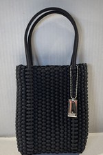 Nine West Small Black Weave Handbag Texture Neoprene Double Handle Style CUTE
