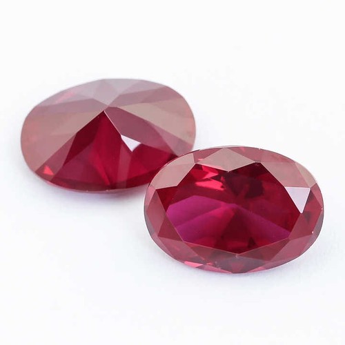 AAA Synthetic Red Ruby 6x8mm To 8x10m Oval Cut Faceted Loose Gemstone Calibrated - Picture 11 of 24
