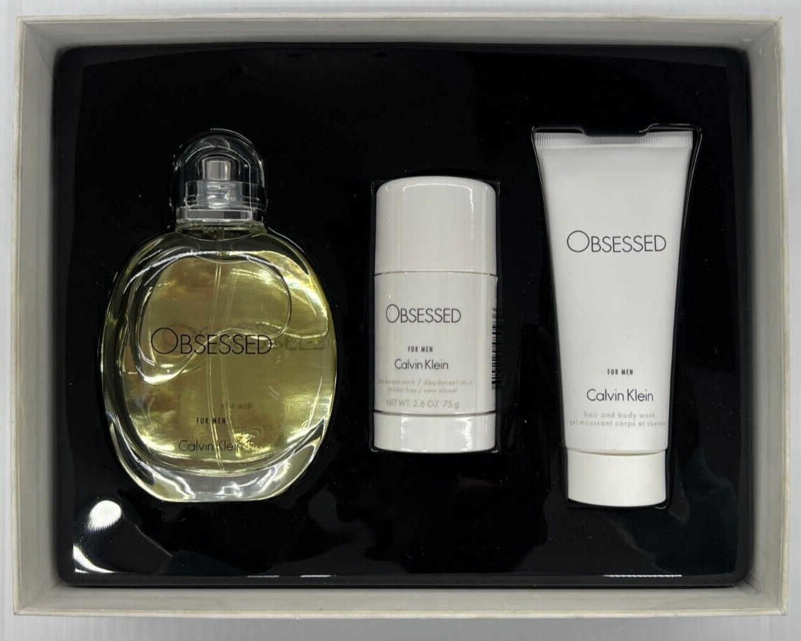 Calvin Klein Obsessed 3pc Set Men 4.0oz EDT, 3.4oz Body Wash, 2.6