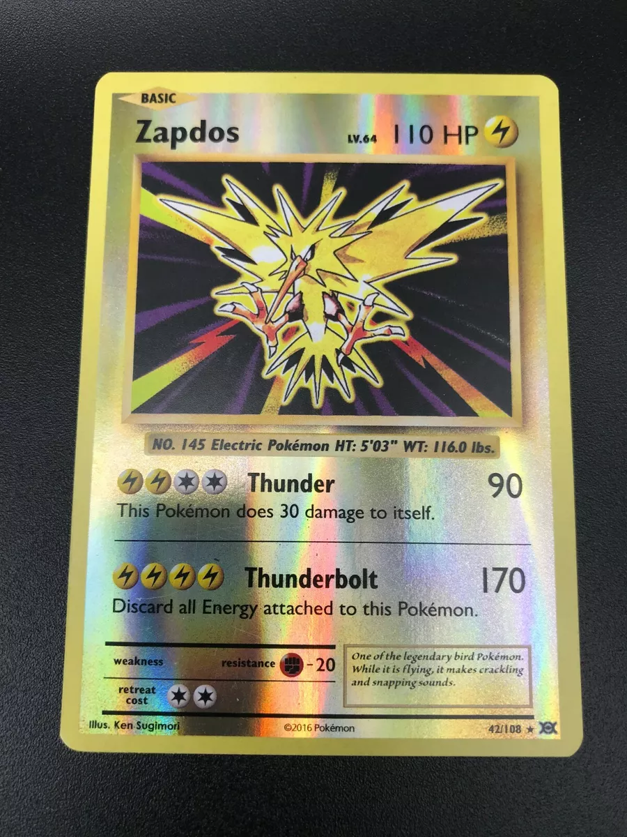 Zapdos REVERSE HOLO RARE 42/108 Pokemon TCG XY Evolutions Card NM Shiny  2016