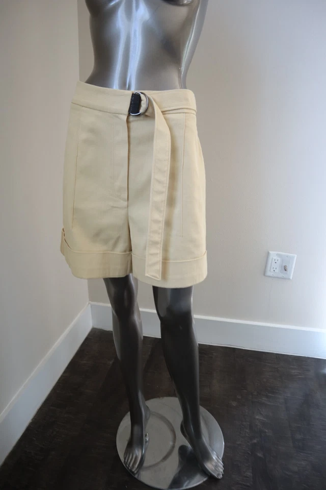 Pantalones Cortos Brunello Cucinelli Monili Amarillo Algodón Sarga Puño Talla 10 32" Cintura Foto 4 de 4