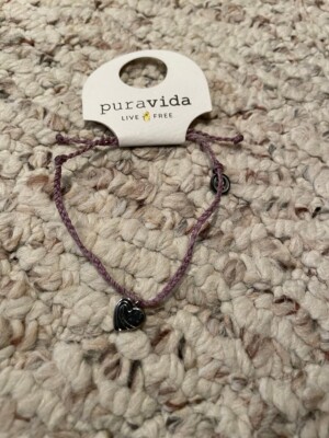 Pura Vida Bracelet purple heart black NWT free shipping