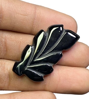 AAA Quality Carving Onyx Leaf Loose Gemstone, 40 Cts 42x19x6 MM loose stone