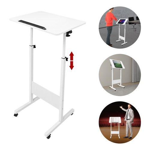 Portable Podium Stand with Wheels Adjustable Laptop Desk Standing Desk White NEW - Picture 17 of 20