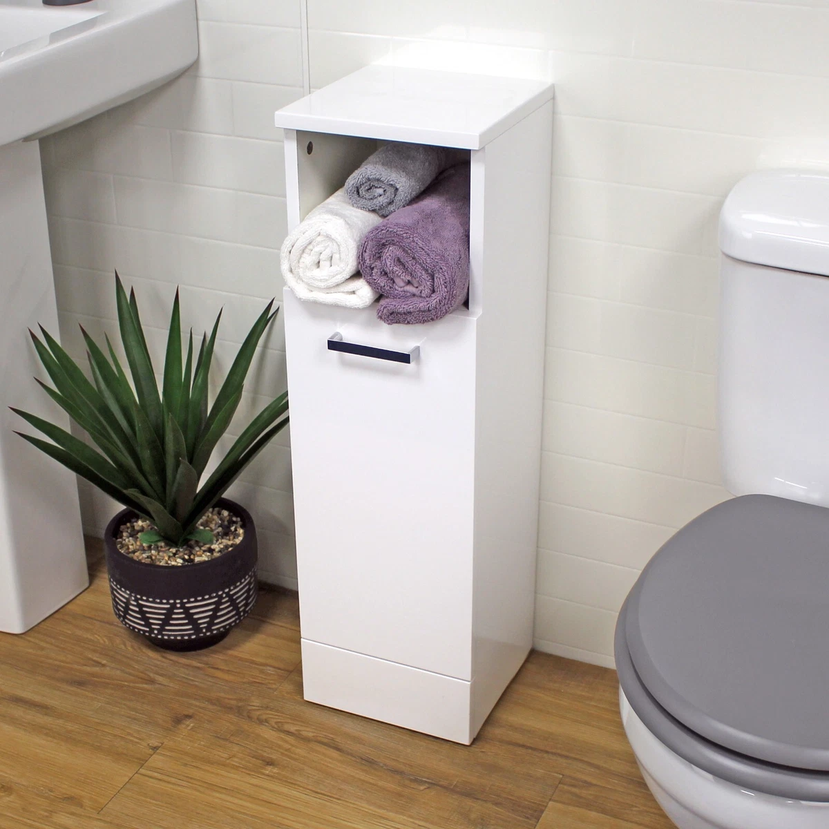 Slim gloss bathroom cabinet deals