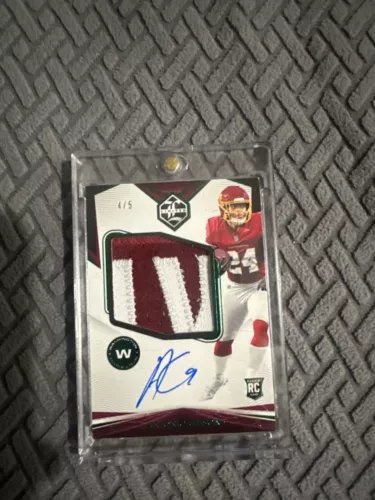 antonio gibson rookie double patch on card auto numbered 4/5 panini nfl
